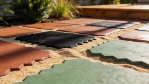 Polymeric joint sand application between pavers in a landscaped patio