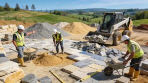 Builders sourcing bulk stone and sand for commercial patios in New Jersey